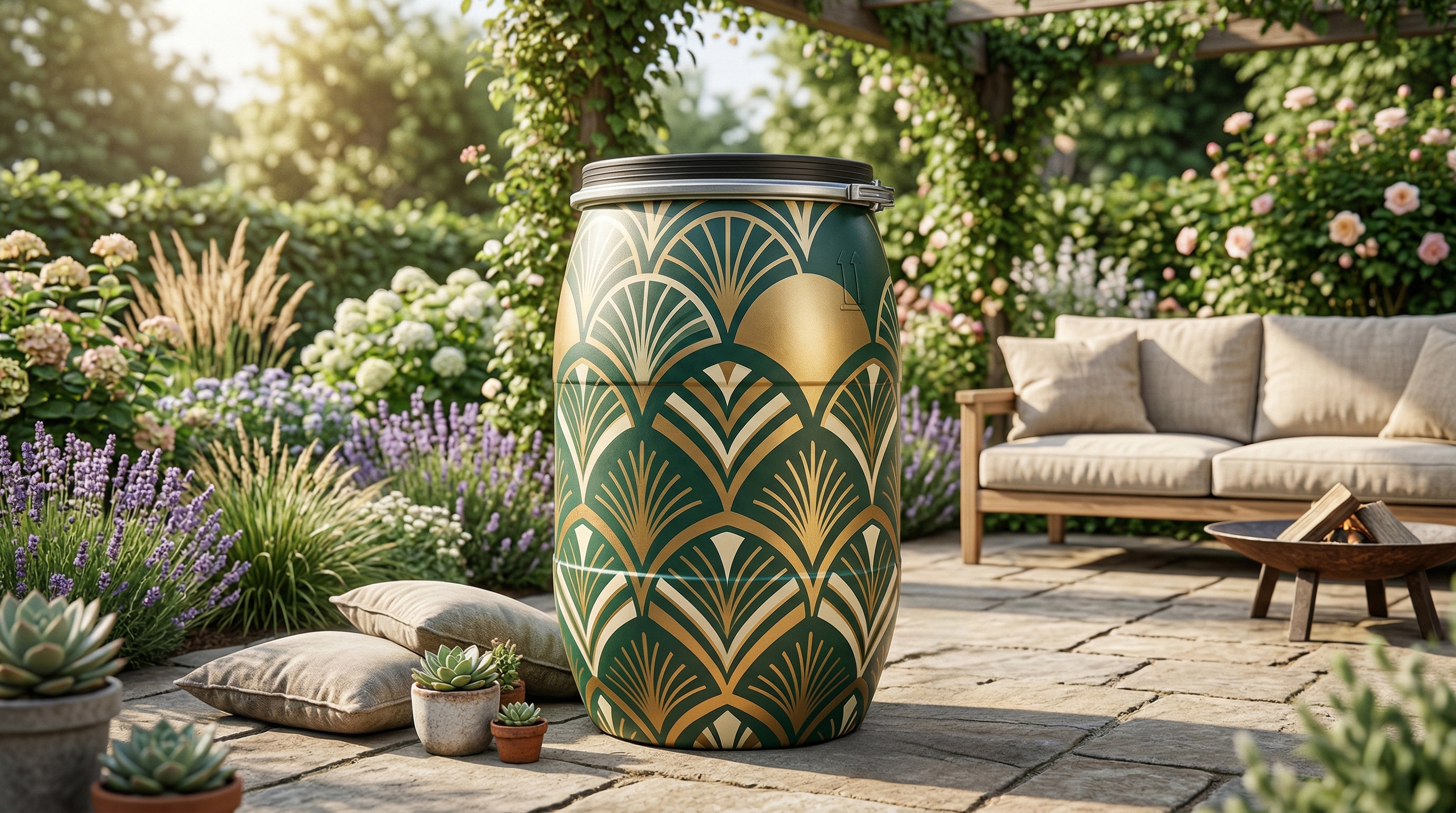 Декоративные вазоны с рисунком, нанесённым через трафарет