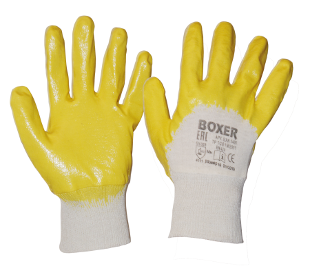 Перчатки BOXER с облегченным нитриловым покрытием, полуобливные, манжета, BXR1400