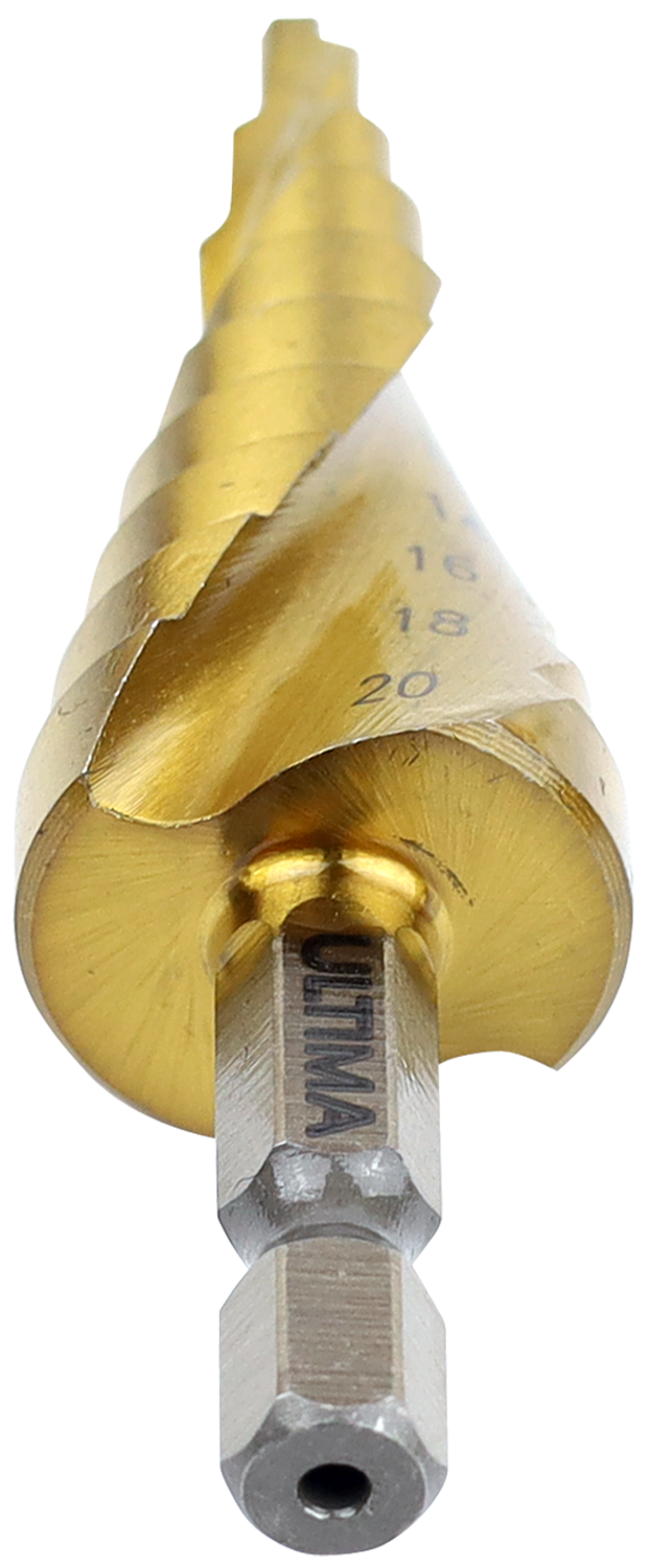 Сверло по металлу ступенчатое, Ultima, 4-12 мм, 9 ступеней, сталь HSS