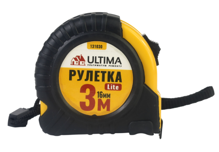 Рулетка Ultima Lite, 3мх16мм, обрезиненный пластиковый корпус