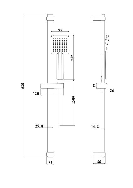 Душевой гарнитур с шлангом и ручной лейкой BD05