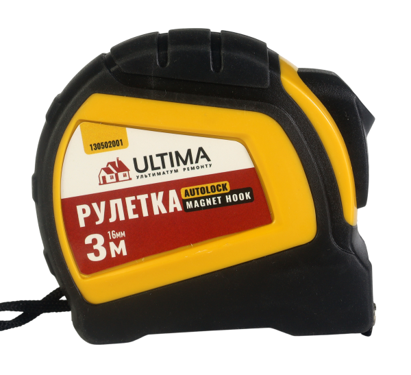 Рулетка Autolock Magnet Hook 3м x 16мм,   автост, магнит двухсторон зацеп Ultima (1уп-12шт, 1кор-10уп)