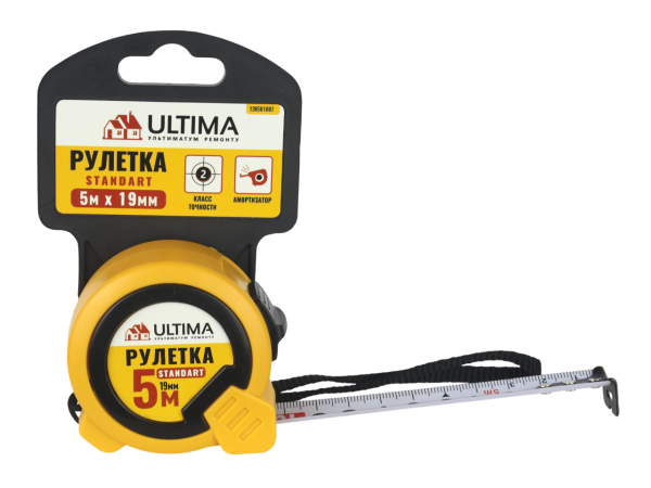 Рулетка Ultima Standart, 5 м х 19 мм, пластиковый корпус