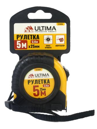 Рулетка Ultima Lite, 5мх25мм, обрезиненный пластиковый корпус