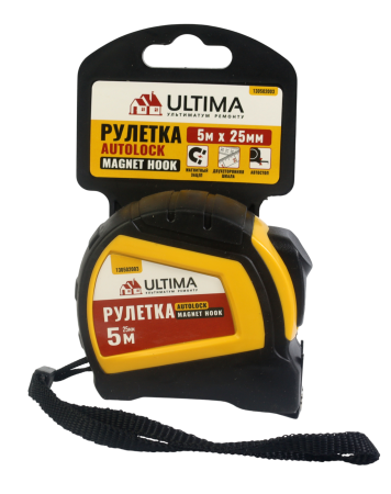 Рулетка Autolock Magnet Hook 5м x 25мм, автост, магнит двухсторон зацеп Ultima (1уп-10шт, 1кор-10уп)
