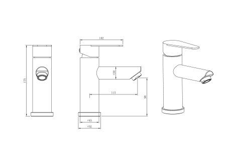 Смеситель для раковины STEEL, нержавеющая сталь, ST1100