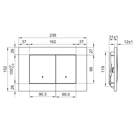 Клавиша для инсталляции, глянцевая PORTO PR412C