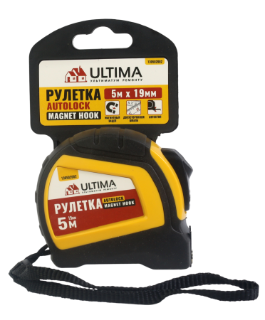 Рулетка Autolock Magnet Hook 5м x 19мм, автост, магнит двухсторон зацеп Ultima (1уп-12шт, 1кор-10уп)