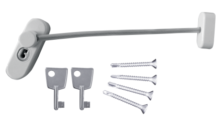 Блокирующий замок ANBO для пвх окон, с тросиком и ключом (2ключа), белый